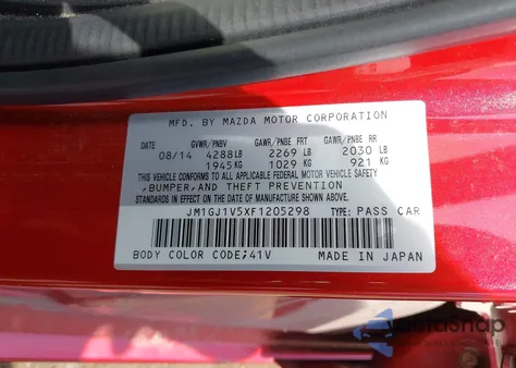 2015 Mazda Mazda6 I Touring from USA, damaged, VIN JM1GJ1V5XF1205298